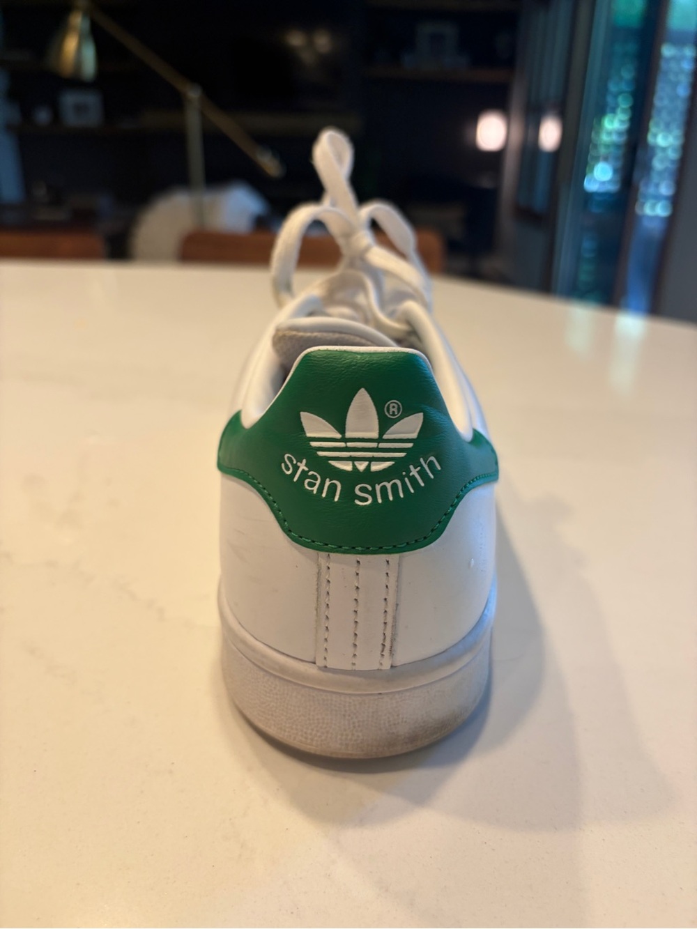 adidas Stan Smith White with Green Heel Tab Sneaker. Women’s size 8